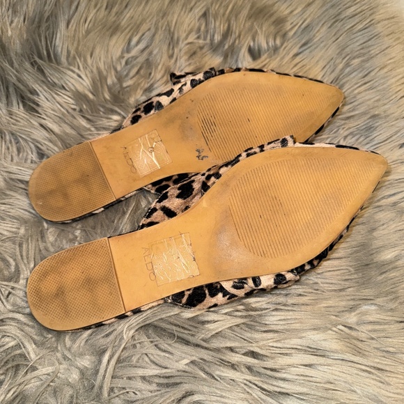 EUC Aldo Leopard Print Knotted Pointed Toe Mule Flats Size 8.5 - Picture 11 of 11